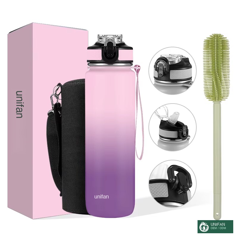 UNIFAN Custom Vacuum Sports and Travel 28 oz Stainless Steel Insulated Water Bottle with Straws