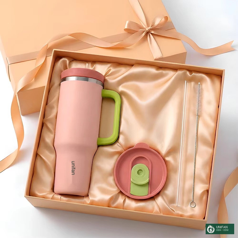 UNIFAN Discount 40oz Tumbler With Handel and Lid Straw Double Wall Insulated Vacuum Adventure Tumbler Travel Mug Custom Logo Color
