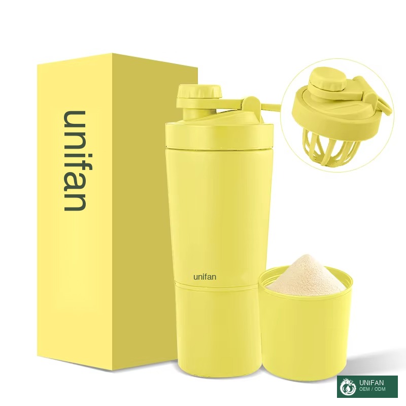 UNIFAN Protein Shaker Bottle with Protein Component Insulated Stainless Steel Double Wall Vacuum Gym Durable Protein Shaker Cup