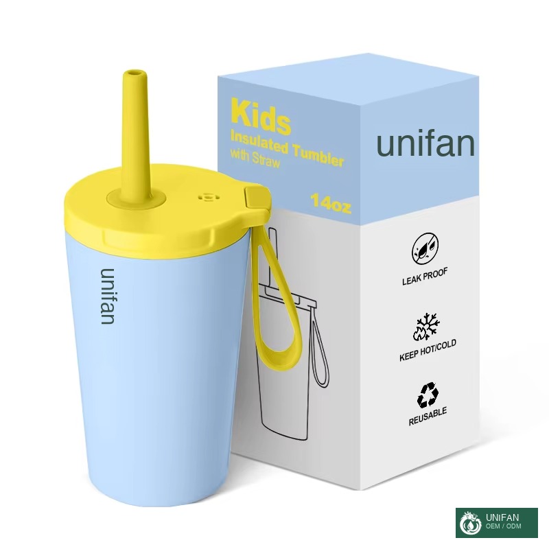 UNIFAN Water Tumbler with Straw for Kids Cups Customized Color & Pattern Hot-sell Size