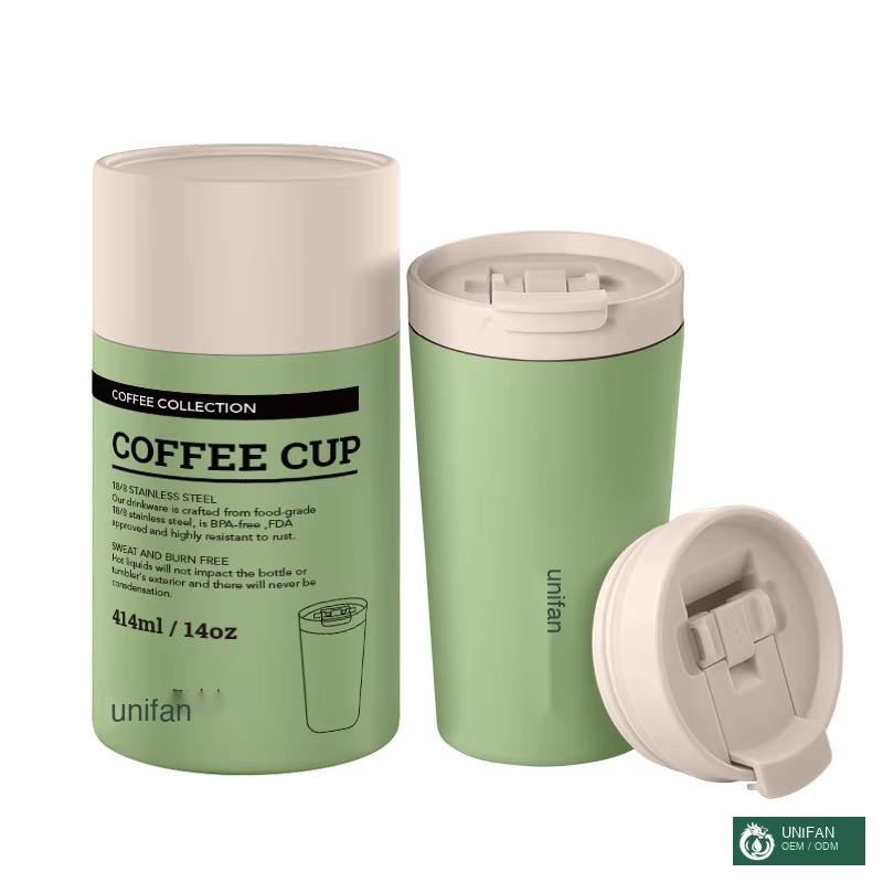UNIFAN 14oz Insulated Travel Coffee Mug Stainless Steel Coffee Tumbler Reusable Coffee Cups with Detachable and Easy to Clean Lid