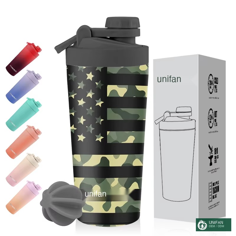 UNIFAN UNIFAN20oz Keep Cold and Hot Double Wall 304 Stainless Steel Protein Shaker Bottle for Gym Support Private Custom