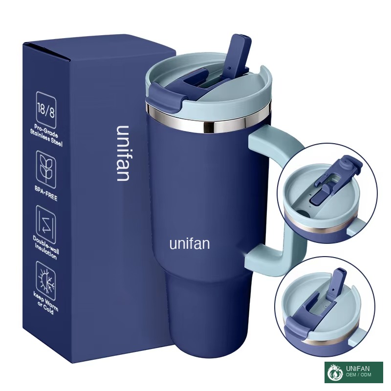 UNIFAN ODM 40oz Tumbler With 2 in 1 Lid Straw Double Wall Insulated Vacuum Tumbler Travel Mug Custom Logo Color