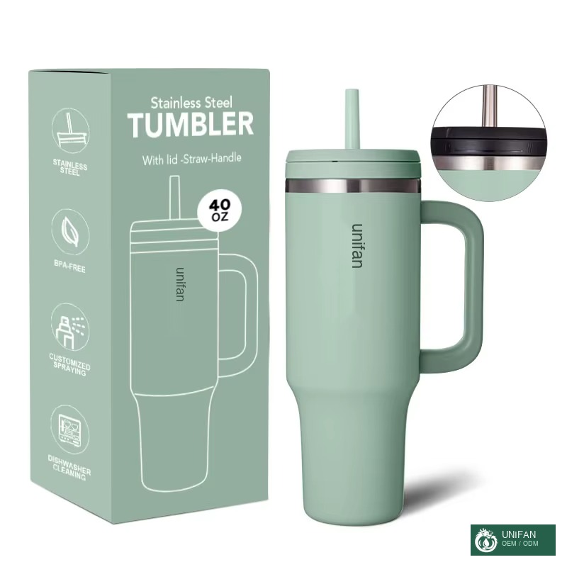 UNIFAN Customized love 304 Stainless Steel Tumbler with Straw Tumblers
