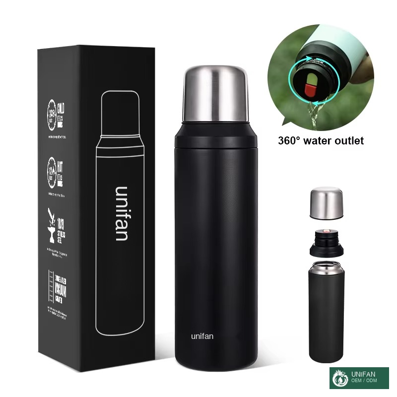 UNIFAN UNIFAN750ml Insulated Water Bottle - 360° Outlet Design, Camping & Cycling Essential