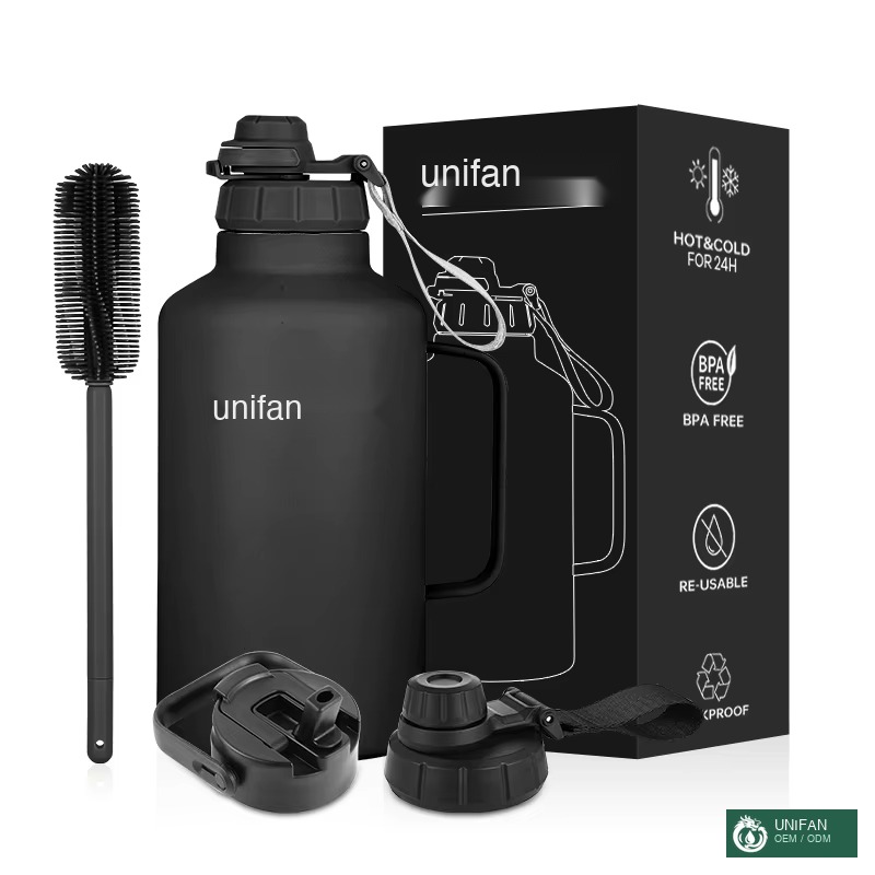 UNIFAN Wholesale Water Bottle Stainless Steel Vacuum Water Jug 64oz Bpa Free Beer Growler for Long Hikes Beer Growlers