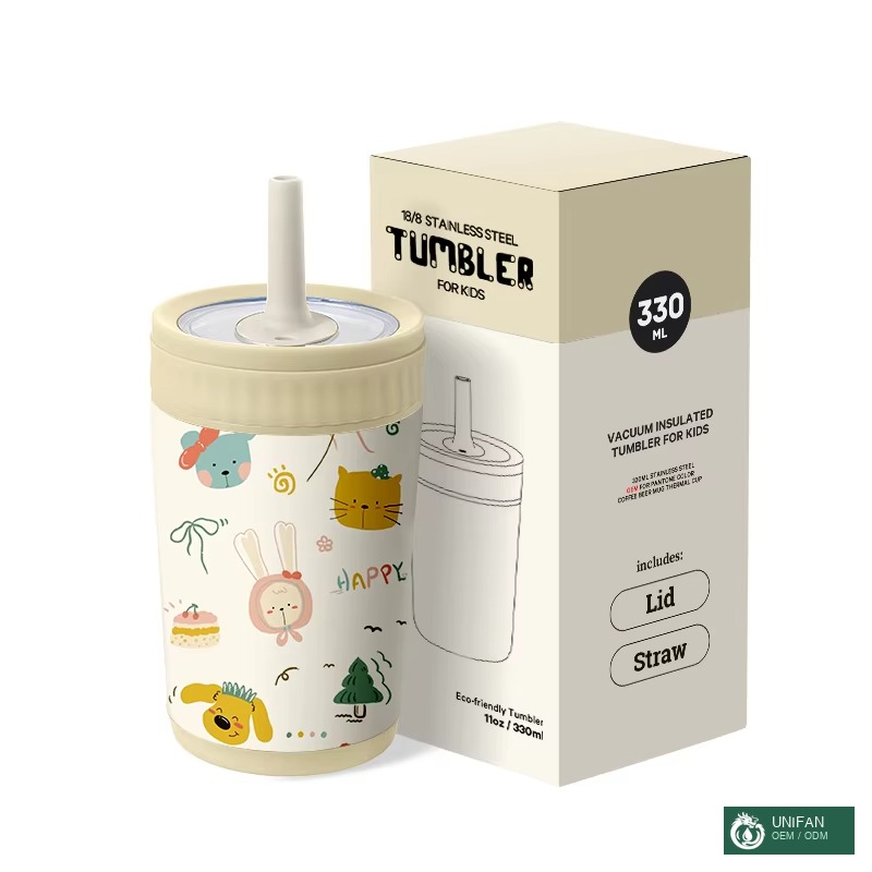 UNIFAN Wholesale Price Bpa Free Kids Large Capacity Double Wall Stainless Steel Water Tumbler for Children