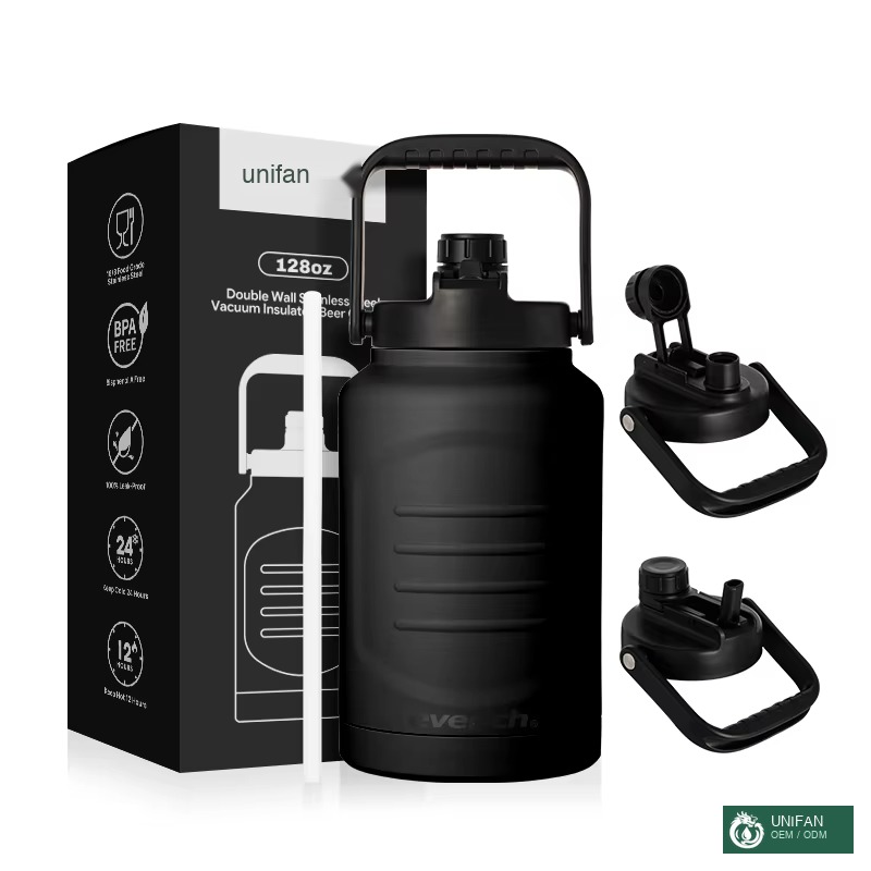 UNIFAN Unique Group 128oz Growler 18/8 Stainless Steel Water Bottle Insulated Water Bottle Jug Drink Bottle