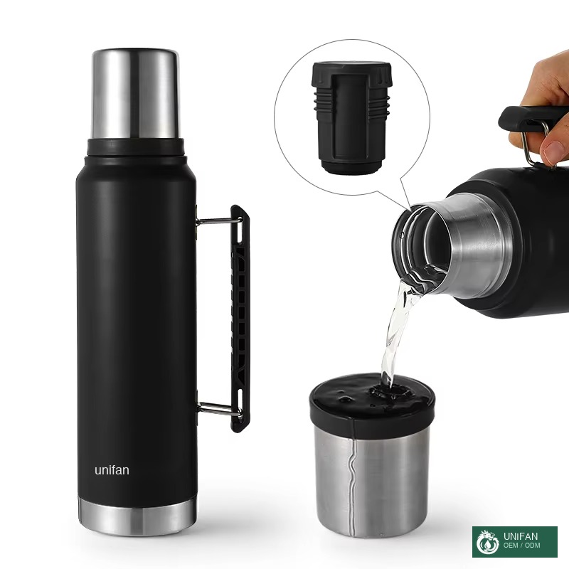 UNIFAN Big Mouth Easy Clean One Bottle 2 USes 12 Hours Keep Hot Classic Vacuum Insulated Wide Mouth Water Bottle
