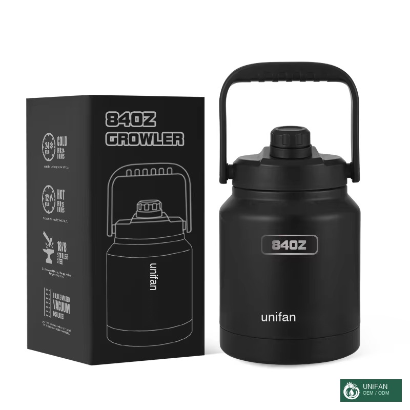 UNIFAN UNIFAN64/192oz Double-Wall Beer Growler, 24H Cold Retention, Wide Mouth & Dishwasher Safe, Home BBQ Tailgating Essentials