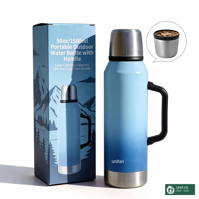 UNIFAN 1500ml Classic Thermal Flask Lasting Insulation Rust-Proof Stainless Steel Multi-Purpose Leak-Proof Lid Portable with Handle