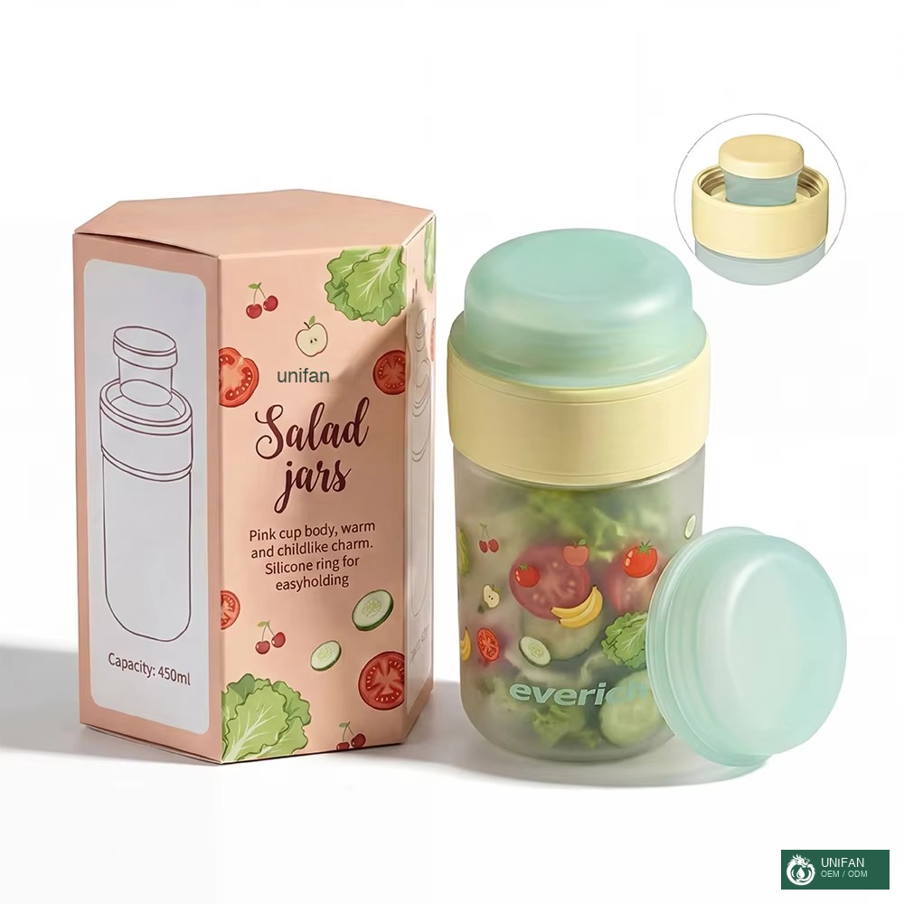 UNIFAN UNIFANCute Kids School Picnic Dual Tier BPA Free Food Grade Plastic PP Lunch Box Capacity Portable 2 Compartments