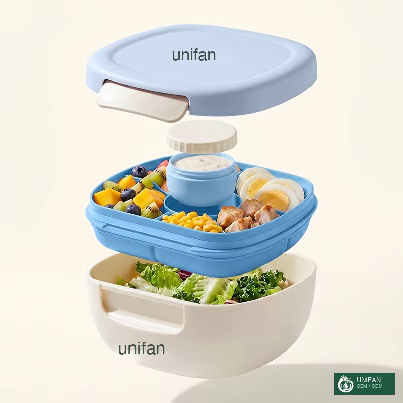UNIFAN Bento Lunch Box with 4 Compartments, Sauce Container & Silicone Seal, BPA-Free for Kids Adults