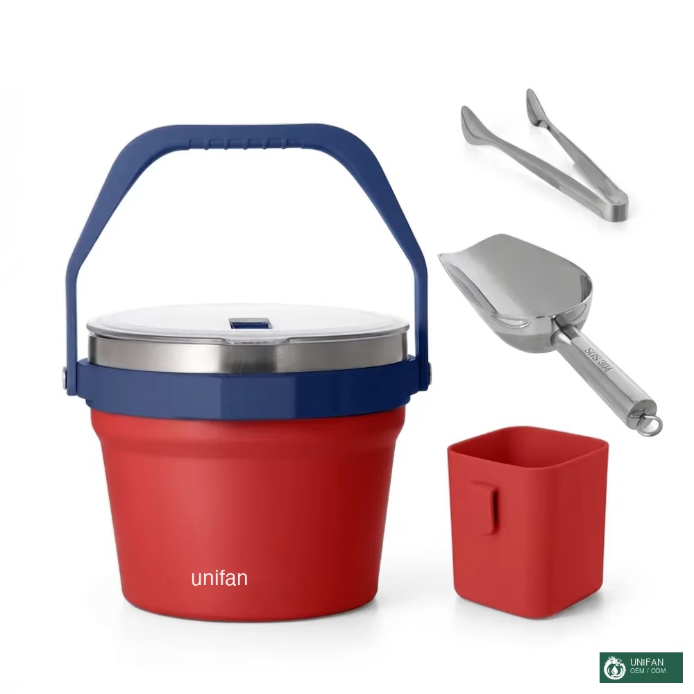 UNIFAN UNIFANCustom 4.2L Double Wall Stainless Steel Insulated Ice Bucket With Lid Keeps Ice Cold & Dry Great for Home Bar and Wine