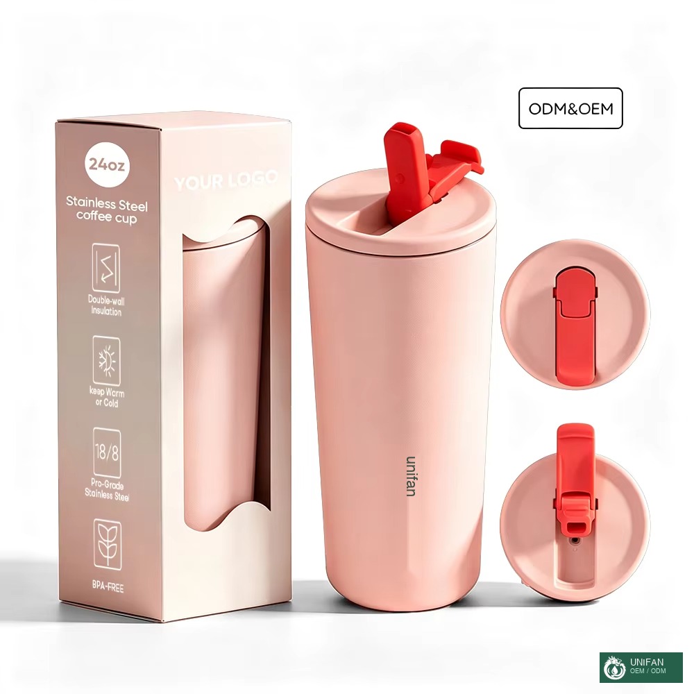 UNIFAN 2026 Coffee Mug Portable Custom UNIFAN24oz with PP Straw Lid BPA-Free Stainless Steel Easy to Clean for Gift Tea & Coffee