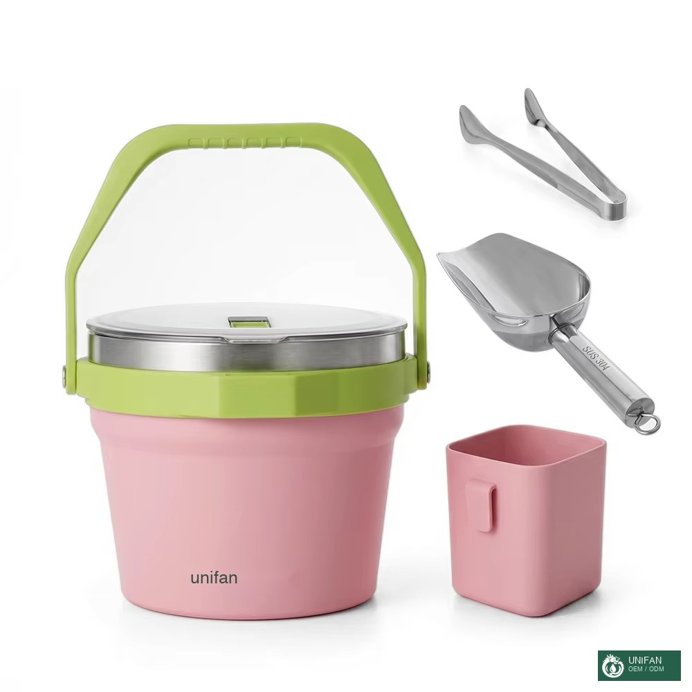 UNIFAN 4.2L Double Wall Stainless Steel Insulated Ice Bucket With Lid Keeps Ice Cold & Dry Great for Home Bar and Wine