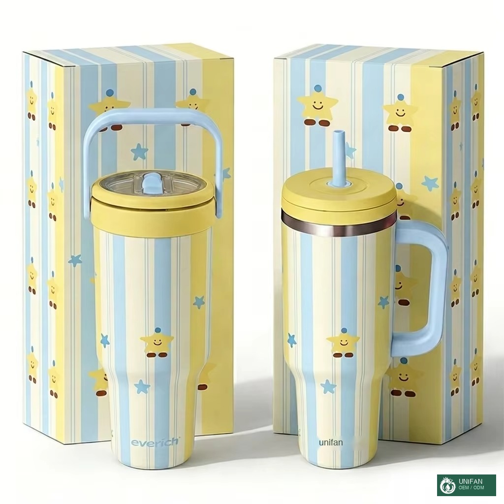UNIFAN New Design 40oz Stainless Steel Adventure Tumbler Double Wall Vacuum Insulated Travel Mug with Lid and Straw Custom Logo Color