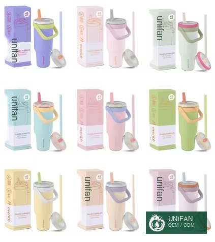 UNIFAN 40 oz Adventure Tumbler with Lid and Straw Double Wall Vacuum Insulated Stainless Steel Leak Proof BPA Free Custom Logo Color