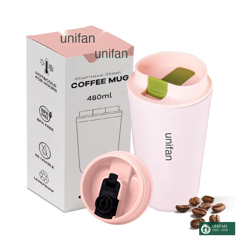 UNIFAN 16oz Vacuum Insulated Stainless Steel Travel Coffee Tumbler with Lid Reusable Thermal Mug BPA Free for Commute Office Camping