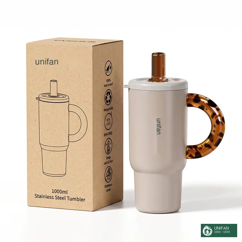 UNIFAN 1L Stainless Steel Vacuum Tumbler Vacuum Insulated Tumbler Double Wall Vacuum Tumbler